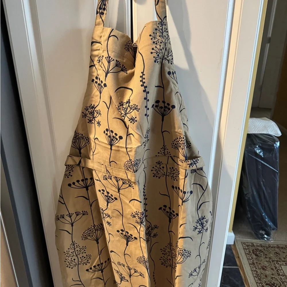Brand New IKEA Tan Apron with Blue Floral Design